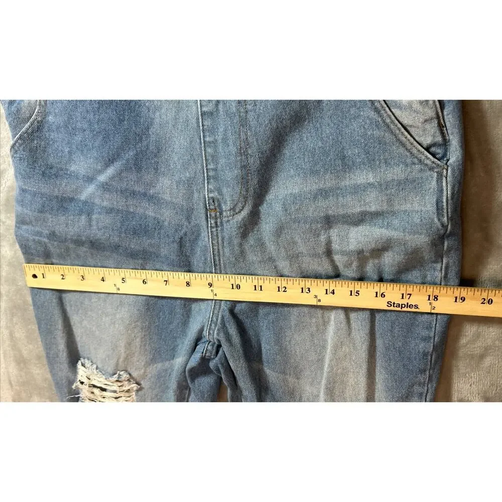 Misslook Jeans Bib Overalls Womens M Distressed Boho Grunge Casual USA - Picture 9 of 11